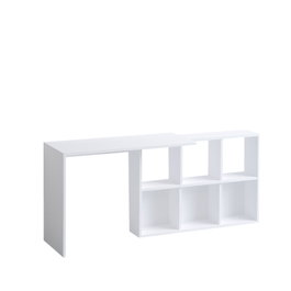 Hanah Home Mesa de Estudio Blanca y Roble 74x145x45 cm Tablero Melamina 18mm para Estudiantes y Profesionales